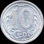 Jeton de 10 centimes 1921 émis par la Chambre de Commerce des Landes (40 - Département) - revers