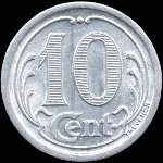 Jeton de 10 centimes 1922 émis par la Chambre de Commerce des Landes (40 - Département) - revers