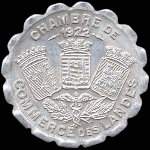 Jeton de 25 centimes 1922 émis par la Chambre de Commerce des Landes (40 - Département) - avers
