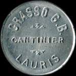 Jeton de 1 franc mis par Grasso G. B. - cantinier - Lauris (84360 - Vaucluse) - avers