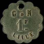 Jeton de 1 franc émis par G & N (Grimondez & Nuytten) à Lille (59000 - Nord) - avers