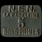 Jeton de 5 bons primes émis par N.E.N. La Madeleine à Lille (59000 - Nord) - avers