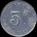 Jeton de 5 centimes mis par la Socit Cooprative U.C.L.  Lorient (56100 - Morbihan) - revers