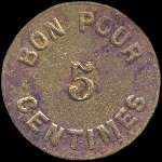 Jeton de 5 centimes mis par la Cantine Tonso  Mailly-le-Camp (10230 - Aube) - revers