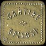 Jeton de 1 franc en laiton carr coins arrondis type 2 mis par la Cantine Spinosi  Mailly-le-Camp (10230 - Aube) - avers