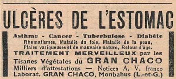 Publicité pour le laboratoire Granc Chaco à Monbahus (47170 - Lot-et-Garonne)