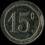 Jeton de ncessit de 15 centimes mis par Temprance - Montbliard (25200 - Doubs) - revers