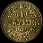 Jeton de ncessit de 50 centimes de Alimentation en Gros H.Aymes  Montpellier (34000 - Hrault) type 1 - avers