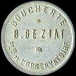 Jeton de ncessit de 25 centimes de la Boucherie B. Beziat - Place de l'Observatoire  Montpellier (34000 - Hrault) - avers