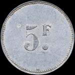 Jeton de ncessit de 5 francs de Cyprien Puig - primeurs  Montpellier (34000 - Hrault) - revers