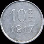 Jeton de 10 centimes 1917 mis par la Ville de Montral (11290 - Aude) - revers