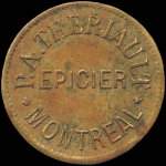 Jeton de 5 centins 1895 mis par P.A.Thriault - Epicier  Montral - avers