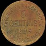 Jeton de 5 centins 1895 mis par P.A.Thriault - Epicier  Montral - revers