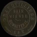 Jeton de 50 centimes mis par Grandvilliers - Pain - Viande - Bonneterie  Mormant (77720 - Seine-et-Marne) - avers
