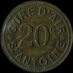 Jeton de 20 centimes émis par la Cure d'Air Saint-Antoine à Nancy (54000 - Meurthe-et-Moselle) - avers