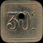 Jeton de 30 centimes troué émis par l'Excelsior à Nancy (54000 - Meurthe-et-Moselle) - revers