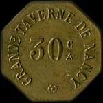Jeton de 30 centimes émis par la Grande Taverne de Nancy à Nancy (54000 - Meurthe-et-Moselle) - avers
