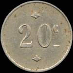 Jeton de 20 centimes émis par le Grand Hôtel à Nancy (54000 - Meurthe-et-Moselle) - revers