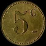 Jeton de 5 centimes émis par Majestic - Brasserie à Nancy (54000 - Meurthe-et-Moselle) - revers