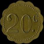 Jeton de 20 centimes émis par Majestic - Brasserie à Nancy (54000 - Meurthe-et-Moselle) - revers