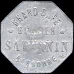 Jeton de 10 centimes (rare :10 surfrappé sur 5) émis par le Grand Café-Glacier Saturnin à Narbonne (11000 - Aude) - avers