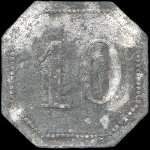 Jeton de 10 centimes en zinc émis par le Grand Café-Glacier Saturnin à Narbonne (11000 - Aude) - revers