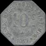 Jeton de 10 centimes 1917 en zinc émis par les Grands Magasins du Printemps - Maison Milhaud à Narbonne (11000 - Aude) - revers