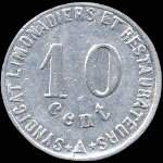 Jeton de 10 centimes 1922 émis par le Syndicat des Limonadiers et Restaurateurs à Narbonne (11000 - Aude) - revers