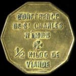 Jeton de ½ kilog. de viande mis par la Confrence de St-Vincent-de-Paul - Confrence de St-Charles  Nimes (30000 - Gard) - revers
