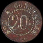 Jeton de 20 centimes �mis par J.Richard - La Chouette � Nimes (30000 - Gard) - revers