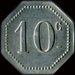 Jeton de 10 centimes (type 1, notamment le point sur le i de Unions ne touche pas le bord) mis par les Unions Commerciales d'Oyonnax (01100 - Ain) - revers