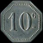 Jeton de 10 centimes (type 2, graphisme lgrement diffrent avec notamment le point sur le i de Unions qui touche le bord) mis par les Unions Commerciales d'Oyonnax (01100 - Ain) - revers