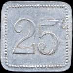 Jeton de 25 centimes (type 2 avec trait  3 mm sous le C) mis par les Unions Commerciales d'Oyonnax (01100 - Ain) - revers