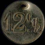 Jeton de 12 1/2 centimes avec trou mis par le Caf des Voyageurs  Paillet (33550 - Gironde) - revers