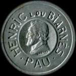 Jeton de nécessité de 10 centimes émis par O.Michelet à Pau (64000 - Pyrénées-Atlantiques) - type à petite tête - frappe monnaie - revers