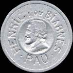 Jeton de nécessité de 10 centimes émis par O.Michelet à Pau (64000 - Pyrénées-Atlantiques) - type à petite tête - frappe médaille - avers