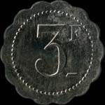 Jeton de 3 francs mis par Ledolley-Lamotte  Priers (50190 - Manche) - revers