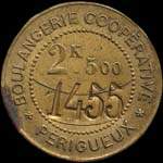 Jeton de 2 kg 500 émis par la Boulangerie Coopérative de Périgueux (24000 - Dordogne) - avers