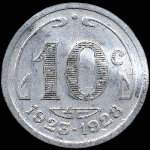 Jeton de 10 centimes 1923-1928 émis par la Chambre de Commerce de Périgueux (24000 - Dordogne) - revers