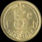 Jeton de 5 centimes 1923-1928 (pièce d'essai en laiton) émis par la Chambre de Commerce de Périgueux (24000 - Dordogne) - revers