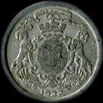 Jeton de 5 centimes 1922 mis par l'Union Commerciale et Industrielle de Pronne (80200 - Somme) - avers