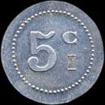 Jeton de 5 centimes émis par l'Union Commerciale Peyriac (11160 - Aude) - revers