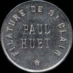 Jeton de 5 centimes émis par la Filature de St-Clair - Paul Huet à Pierrefitte-en-Cinglais (14690 - Calvados) - avers