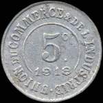 Jeton de 5 centimes 1918 mis par l'Union du Commerce & de l'Industrie de Poissy (78300 - Yvelines) - revers
