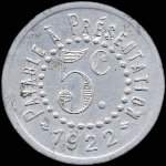 Jeton de 5 centimes 1922 mis par les Galeries Modernes - G.Peyrire  Ralmont (81120 - Tarn) - revers