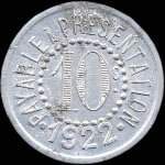 Jeton de 10 centimes 1922 mis par les Galeries Modernes - G.Peyrire  Ralmont (81120 - Tarn) - revers
