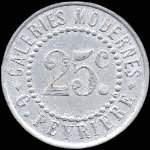 Jeton de 25 centimes 1922 mis par les Galeries Modernes - G.Peyrire  Ralmont (81120 - Tarn) - avers