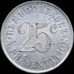Jeton de 25 centimes 1923 en aluminium mis par la Pharmacie Armand Blanc  Ralmont (81120 - Tarn) - revers
