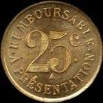 Jeton de 25 centimes 1923 en laiton mis par la Pharmacie Armand Blanc  Ralmont (81120 - Tarn) - revers