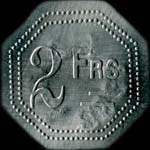 Jeton de 2 francs émis par Alsatia 1882 à Ribeauville (68150 - Haut-Rhin) - revers